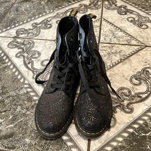 Black sparkly Doc Martens.